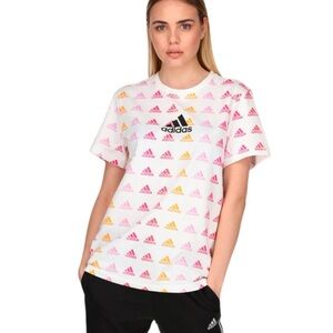 Adidas Essentials Boyfriend Gradient Logo Tee Size Large